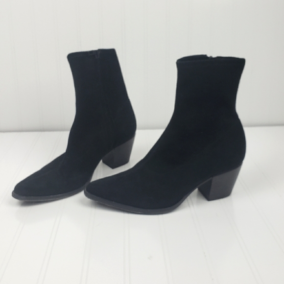 Vince. Hayek black suede block heel sock booties - Picture 1 of 13